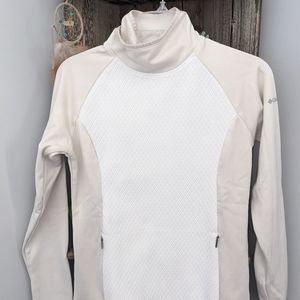 COLUMBIA blush & white pullover waffle fleece XS